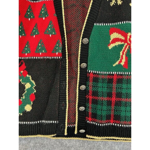 VTG Cricket Lane Christmas Sweater Vest Women's S Plaid Coquette Bow Wreath Tree - Picture 4 of 10